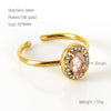 Shiny Square Water Droplets Heart Shape Stainless Steel Plating Inlay Zircon 18k Gold Plated Open Ring