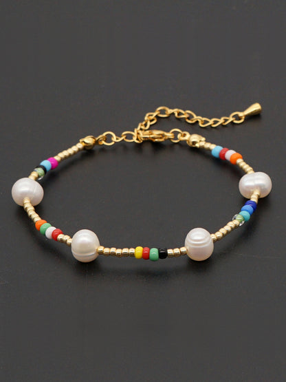 Casual Vacation Colorful Freshwater Pearl Glass Beaded Bracelets