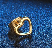 1 Piece Sweet Heart Shape Titanium Steel Plating Hollow Out Ear Studs