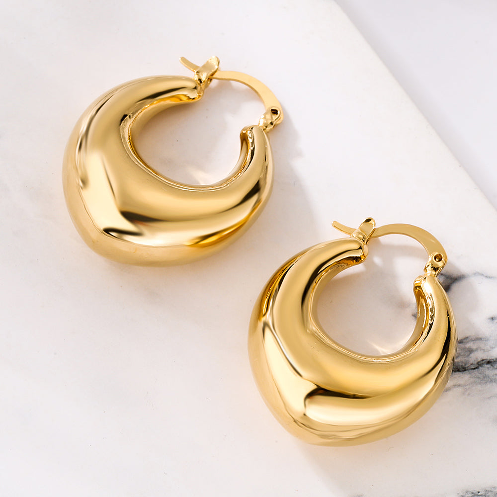 1 Pair Simple Style Solid Color Copper Plating 18k Gold Plated Earrings