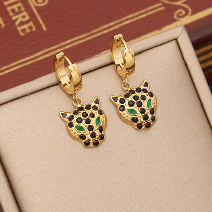 Wholesale Ins Style Cool Style Animal Stainless Steel Artificial Diamond Earrings Necklace