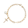 Simple Style Cross Heart Shape Artificial Pearl Alloy Plating Gold Plated Women'S Bracelets