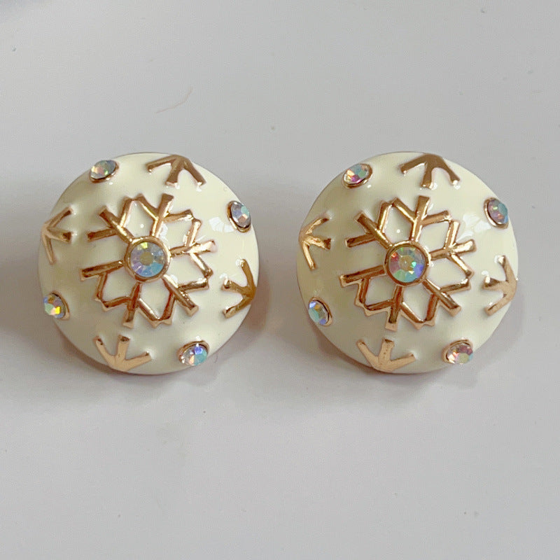 Wholesale Jewelry 1 Pair Retro Round Star Flower Alloy Zircon Ear Studs