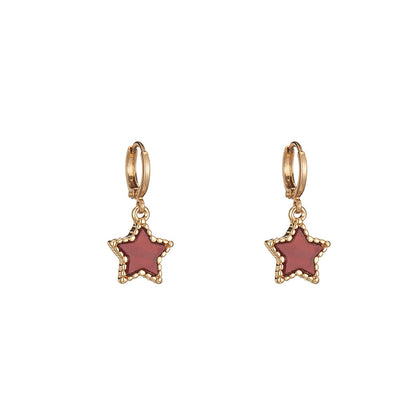 Wholesale Jewelry 1 Pair Cute Pentagram Alloy Acrylic Drop Earrings