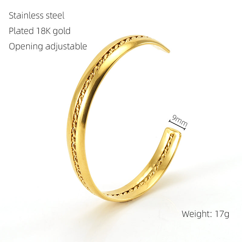 Ins Style Cross Snake Stainless Steel Plating 18k Gold Plated Bangle