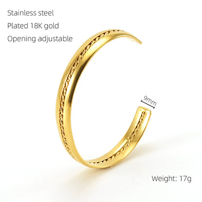 Ins Style Cross Snake Stainless Steel Plating 18k Gold Plated Bangle