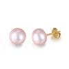 1 Pair Simple Style Round Sterling Silver Inlay Pearl 18k Gold Plated Ear Studs