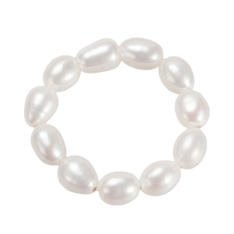 Elegant Geometric Freshwater Pearl Beaded Rings