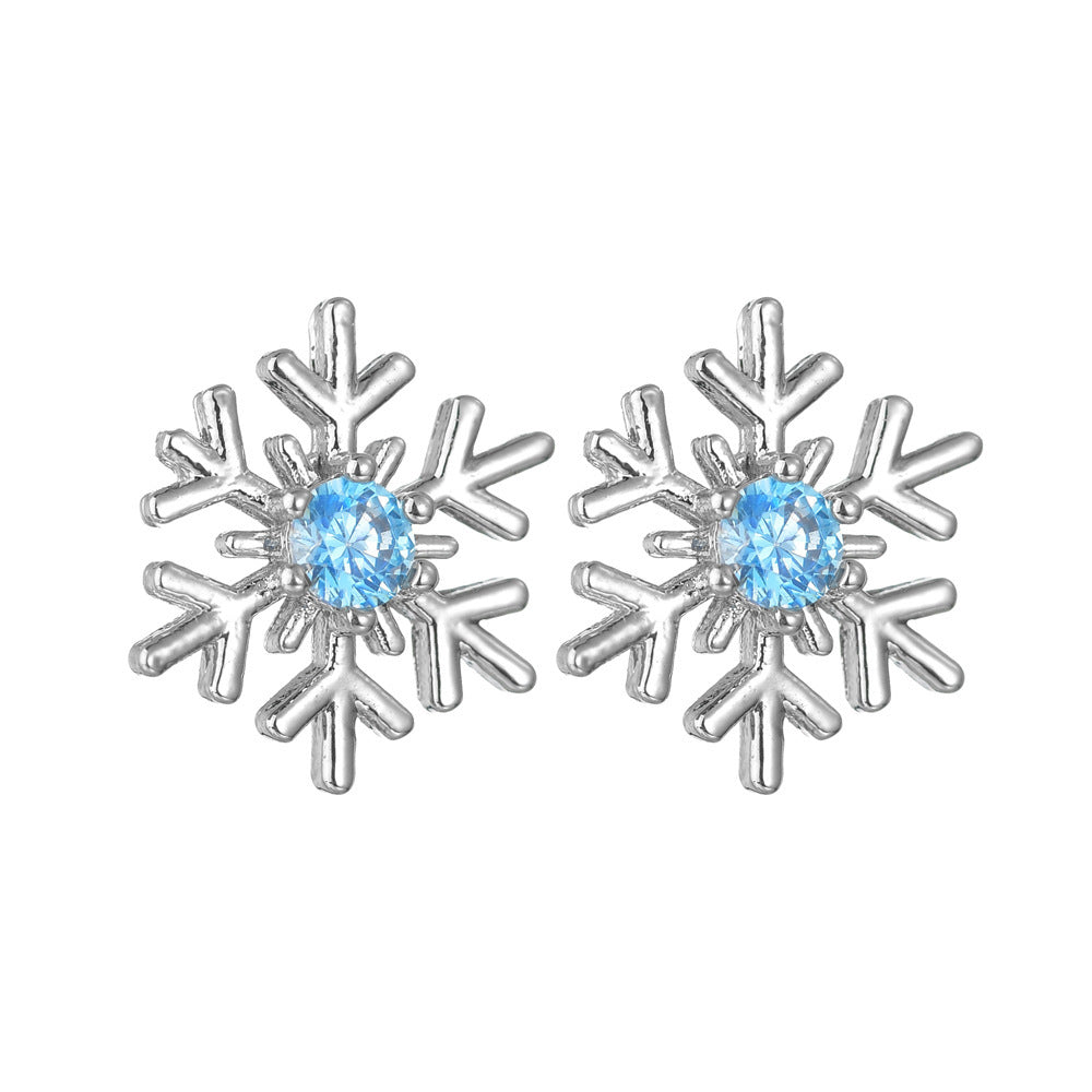 Wholesale Jewelry 1 Pair Simple Style Snowflake Alloy Rhinestones Ear Studs