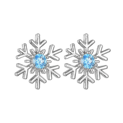 Wholesale Jewelry 1 Pair Simple Style Snowflake Alloy Rhinestones Ear Studs