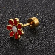 Simple Style Flower Titanium Steel No Inlaid Earrings Ear Studs