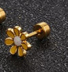 Simple Style Flower Titanium Steel No Inlaid Earrings Ear Studs