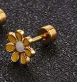 Simple Style Flower Titanium Steel No Inlaid Earrings Ear Studs