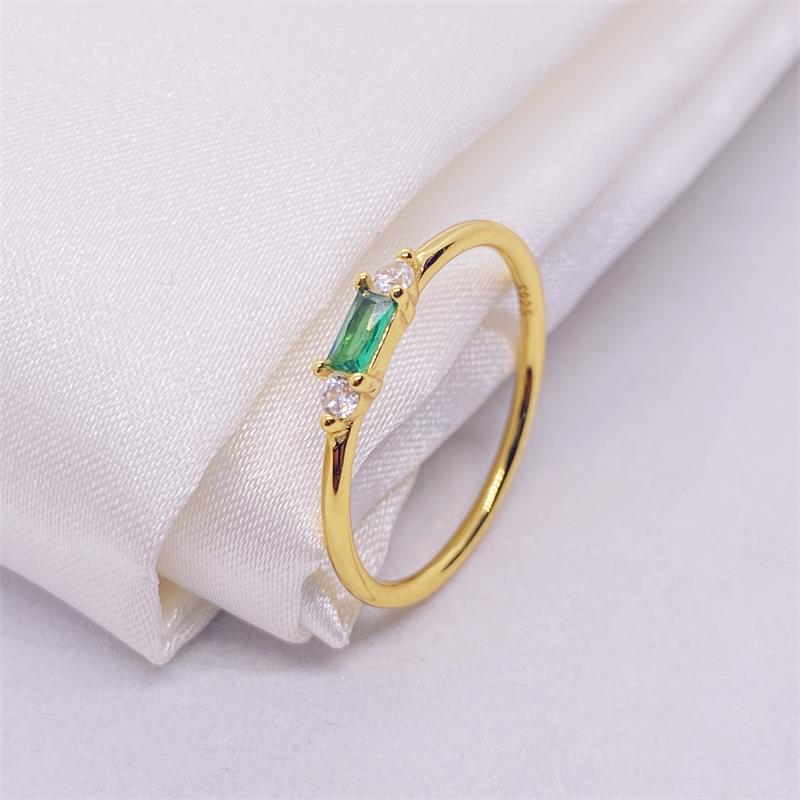 Simple Style Rectangle Sterling Silver Inlay Zircon Rings