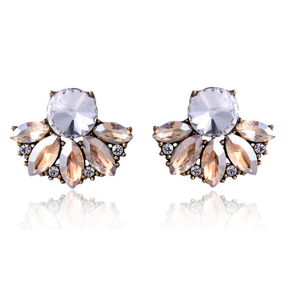 Luxurious Water Droplets Alloy Inlay Crystal Women's Ear Studs