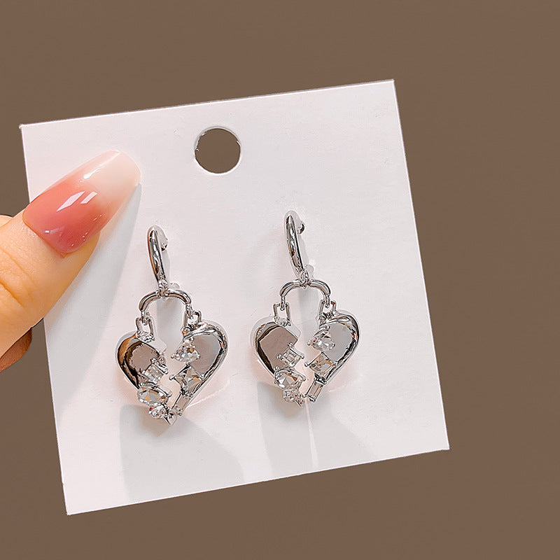 Wholesale Jewelry 1 Pair Sweet Heart Shape Bow Knot Alloy Zircon Drop Earrings