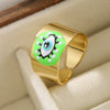 Artistic Devil's Eye Copper 18k Gold Plated Wide Band Ring Open Ring In Bulk