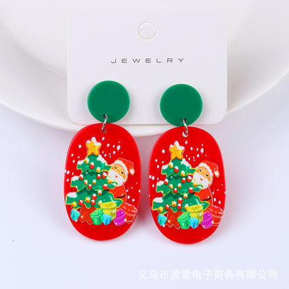 Fashion Christmas Tree Santa Claus Letter Arylic Stoving Varnish Women's Drop Earrings 1 Pair