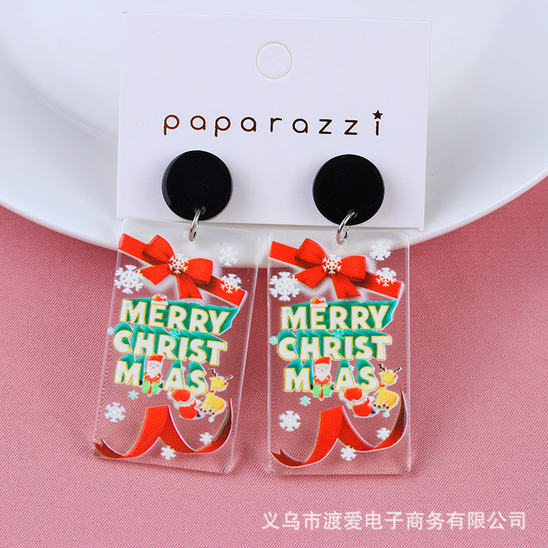 Fashion Christmas Tree Santa Claus Letter Arylic Stoving Varnish Women's Drop Earrings 1 Pair