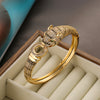 Hip-hop Leopard Copper 18k Gold Plated Pearl Zircon Bangle In Bulk