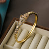 Hip-hop Leopard Copper 18k Gold Plated Pearl Zircon Bangle In Bulk