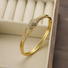 Hip-hop Leopard Copper 18k Gold Plated Pearl Zircon Bangle In Bulk