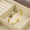 Hip-hop Leopard Copper 18k Gold Plated Pearl Zircon Bangle In Bulk