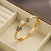 Hip-hop Leopard Copper 18k Gold Plated Pearl Zircon Bangle In Bulk