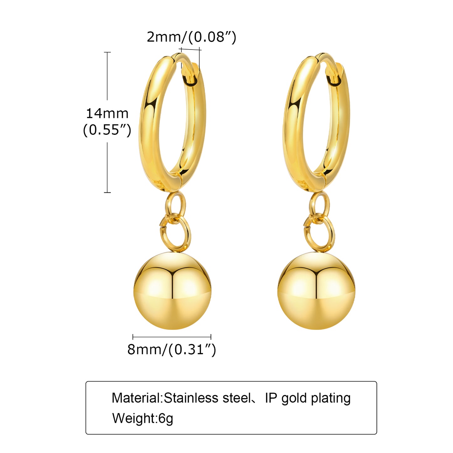 1 Pair Simple Style Star Plating Inlay Stainless Steel Zircon 18k Gold Plated Drop Earrings