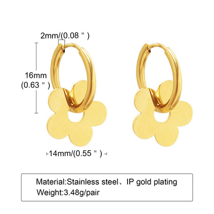 1 Pair Simple Style Star Plating Inlay Stainless Steel Zircon 18k Gold Plated Drop Earrings