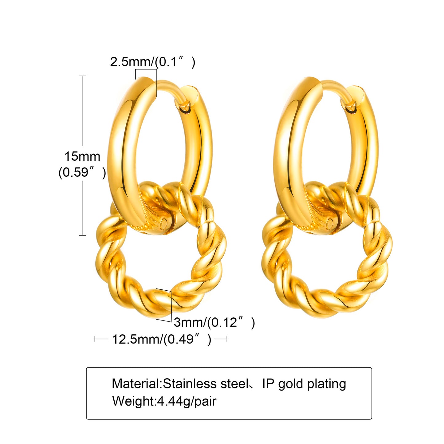 1 Pair Simple Style Star Plating Inlay Stainless Steel Zircon 18k Gold Plated Drop Earrings