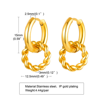 1 Pair Simple Style Star Plating Inlay Stainless Steel Zircon 18k Gold Plated Drop Earrings