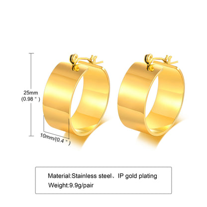 1 Pair Simple Style Solid Color Polishing Plating Stainless Steel 18k Gold Plated Earrings