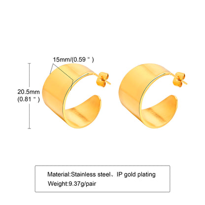 1 Pair Simple Style Solid Color Polishing Plating Stainless Steel 18k Gold Plated Earrings