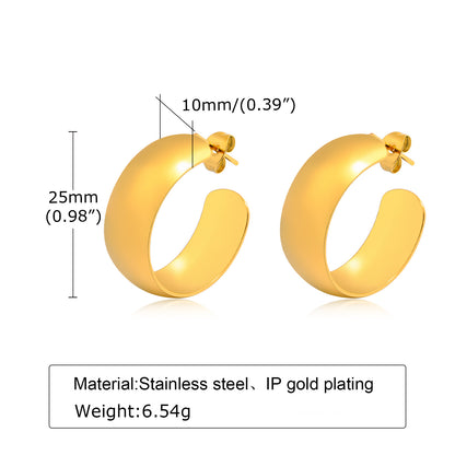 1 Pair Simple Style Classic Style Solid Color Plating Stainless Steel Gold Plated Earrings