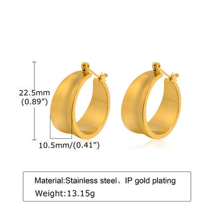 1 Pair Simple Style Solid Color Polishing Plating Stainless Steel 18k Gold Plated Earrings