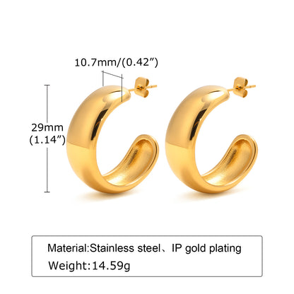 1 Pair Simple Style Solid Color Polishing Plating Stainless Steel 18k Gold Plated Earrings