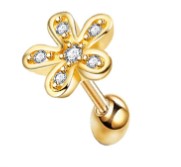 Simple Style Flower Stainless Steel Inlay Zircon Ear Studs 1 Piece