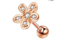 Simple Style Flower Stainless Steel Inlay Zircon Ear Studs 1 Piece