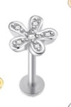 Simple Style Flower Stainless Steel Inlay Zircon Ear Studs 1 Piece