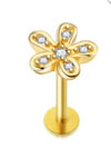 Simple Style Flower Stainless Steel Inlay Zircon Ear Studs 1 Piece