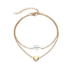 Simple Style Round Heart Shape Gold Plated Silver Plated Imitation Pearl Alloy Wholesale Anklet