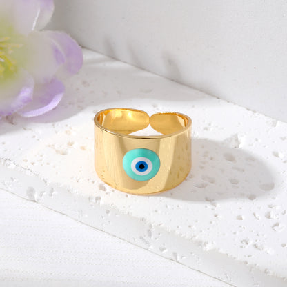 Simple Style Devil's Eye Copper Enamel Open Ring