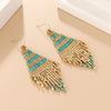 Wholesale Jewelry 1 Pair Bohemian Color Block Seed Bead Drop Earrings