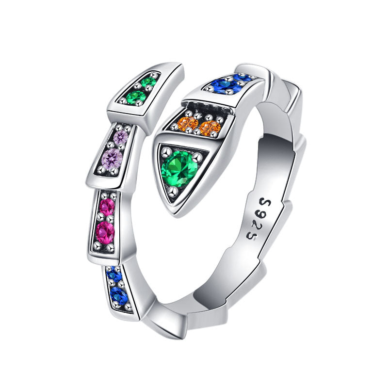 Sweet Animal Sterling Silver Plating Inlay Artificial Gemstones Open Ring