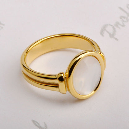 Wholesale Elegant Round Titanium Steel 18k Gold Plated Shell Rings