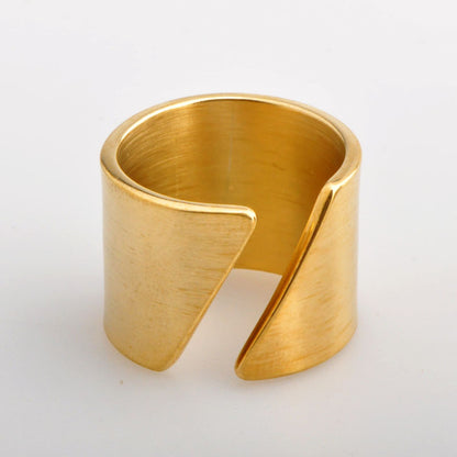 Wholesale Simple Style Geometric Titanium Steel Wide Band Ring Open Ring