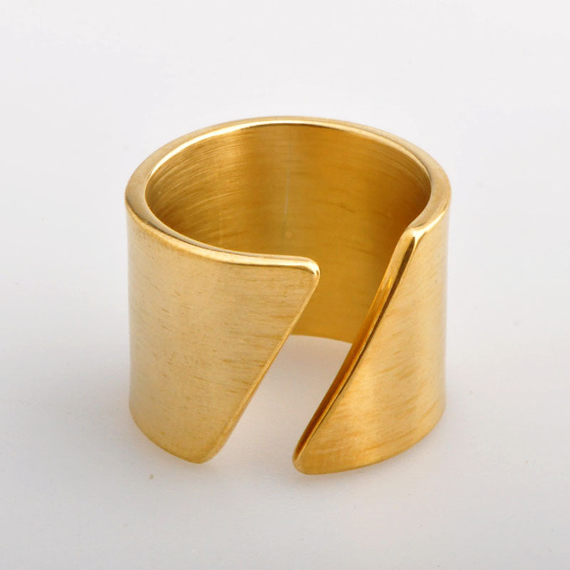 Wholesale Simple Style Geometric Titanium Steel Wide Band Ring Open Ring