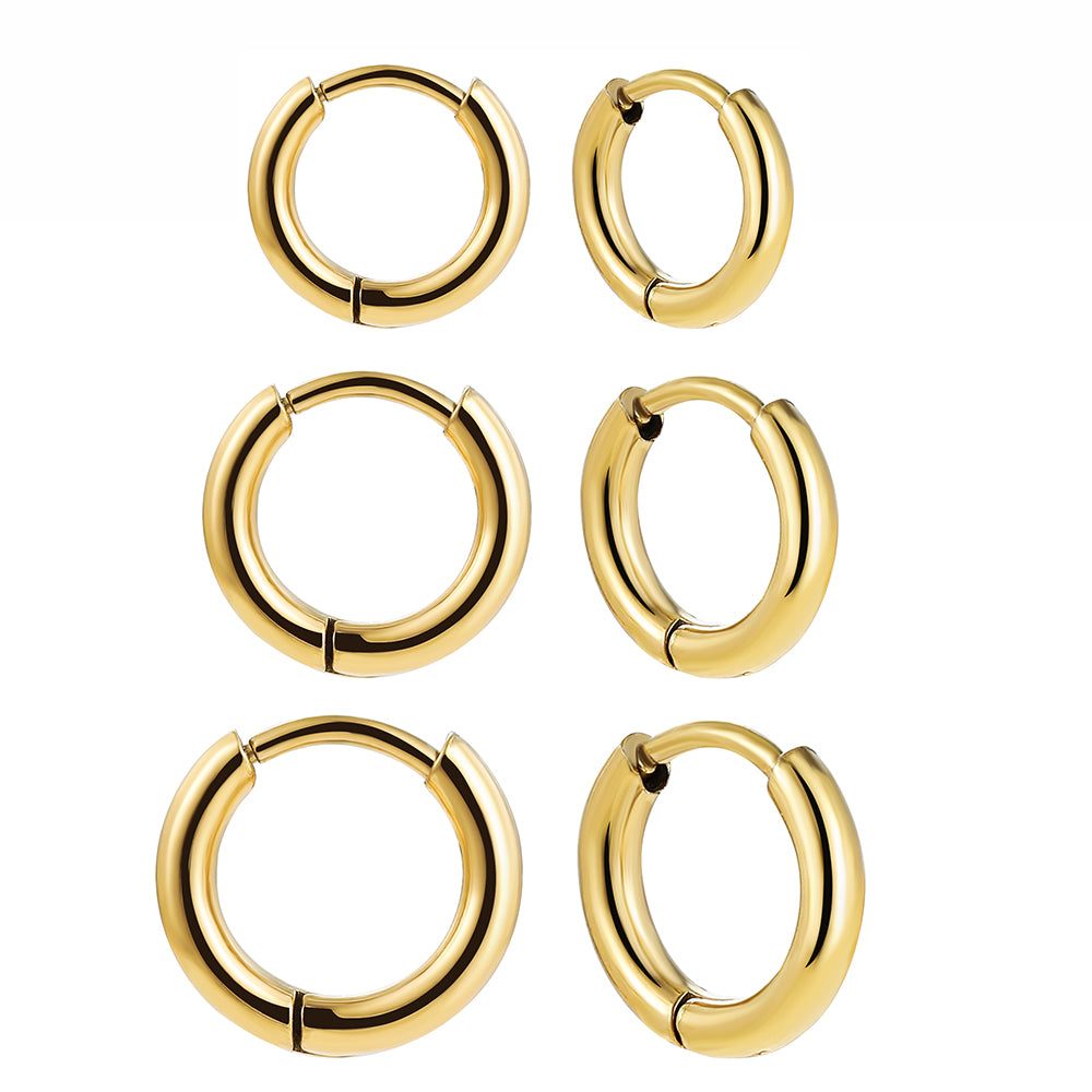 1 Pair Classic Style Solid Color Plating Stainless Steel Gold Plated Silver Plated Hoop Earrings