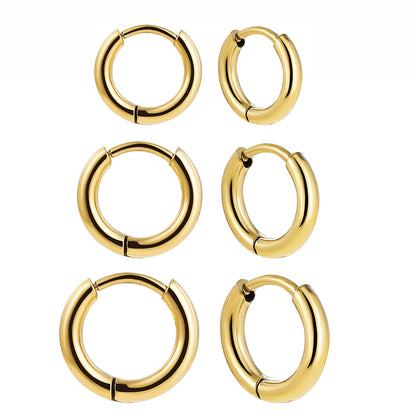 1 Pair Classic Style Solid Color Plating Stainless Steel Gold Plated Silver Plated Hoop Earrings